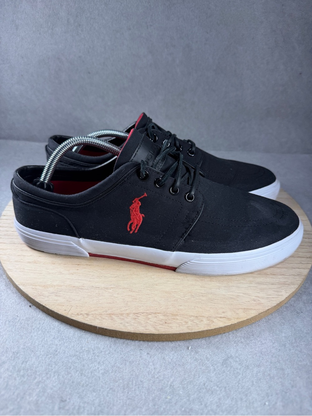 Polo Ralph Lauren Faxon Low Sneakers Black Red Men's Size 11